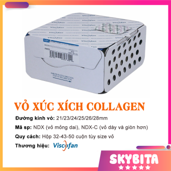 Nguyên hộp vỏ collagen làm lạp xưởng, xúc xích đủ size 21/23/24/25/26/28mm