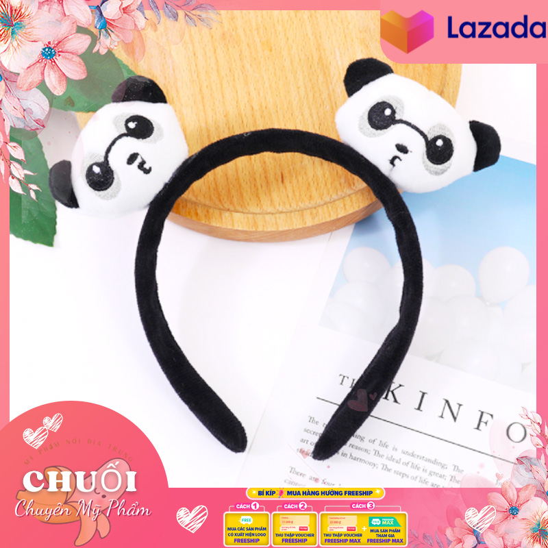 Bờm cài tóc gấu trúc dễ thương/băng đô, bờm cài tóc mix hình gấu trúc siêu cute/băng đô cài tóc hình gấu trúc hoạt hình dễ thương phong cách hàn quốc cho nữ