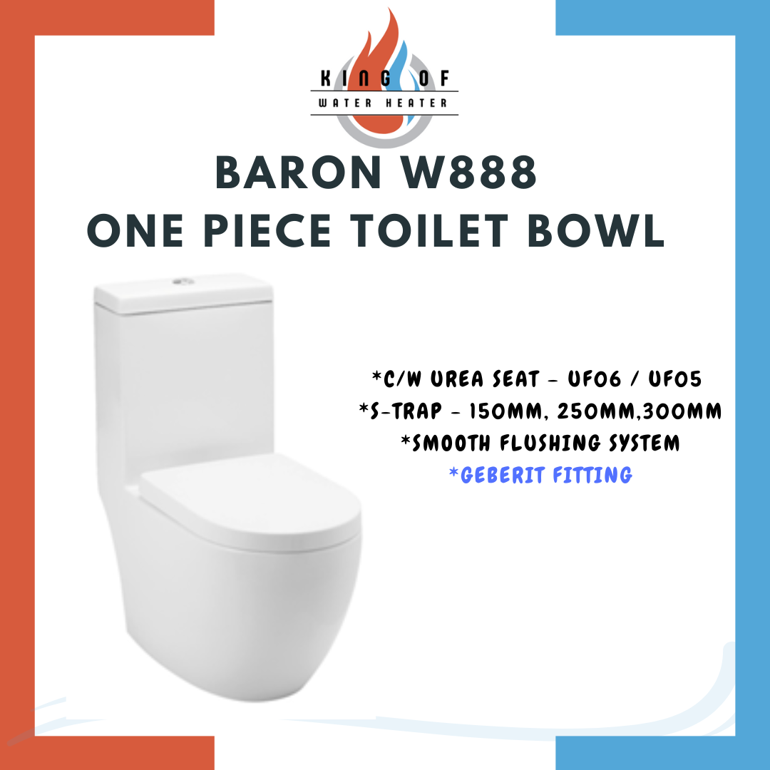 W888 One Piece Toilet Bowl *10 Years warranty on Mechanism* 150mm