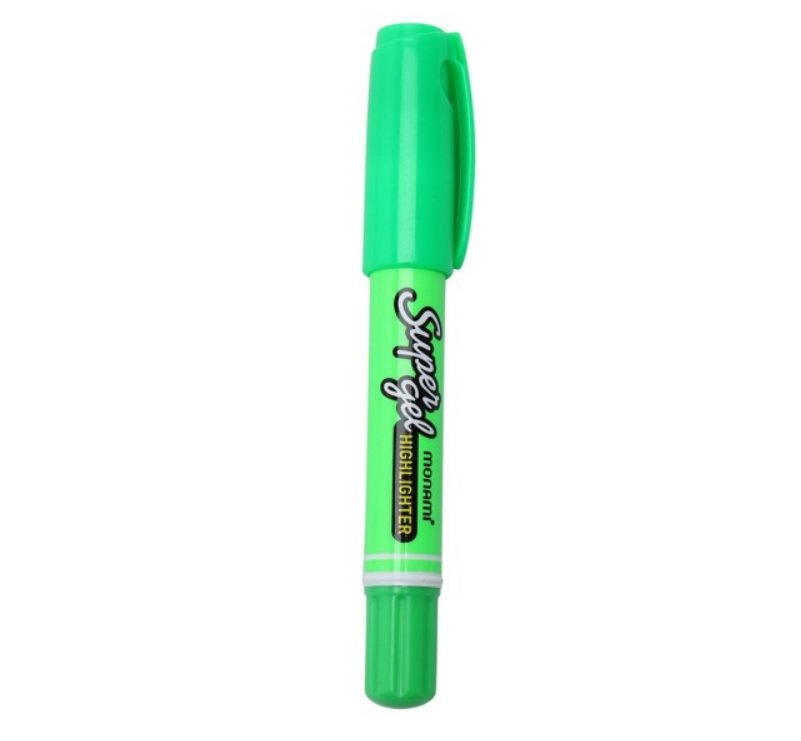 Bút dạ quang,bút Highlighter Super Gel chính hãng Monami,dạng sáp,đầu vặn xoay,nhanh khô, không lem