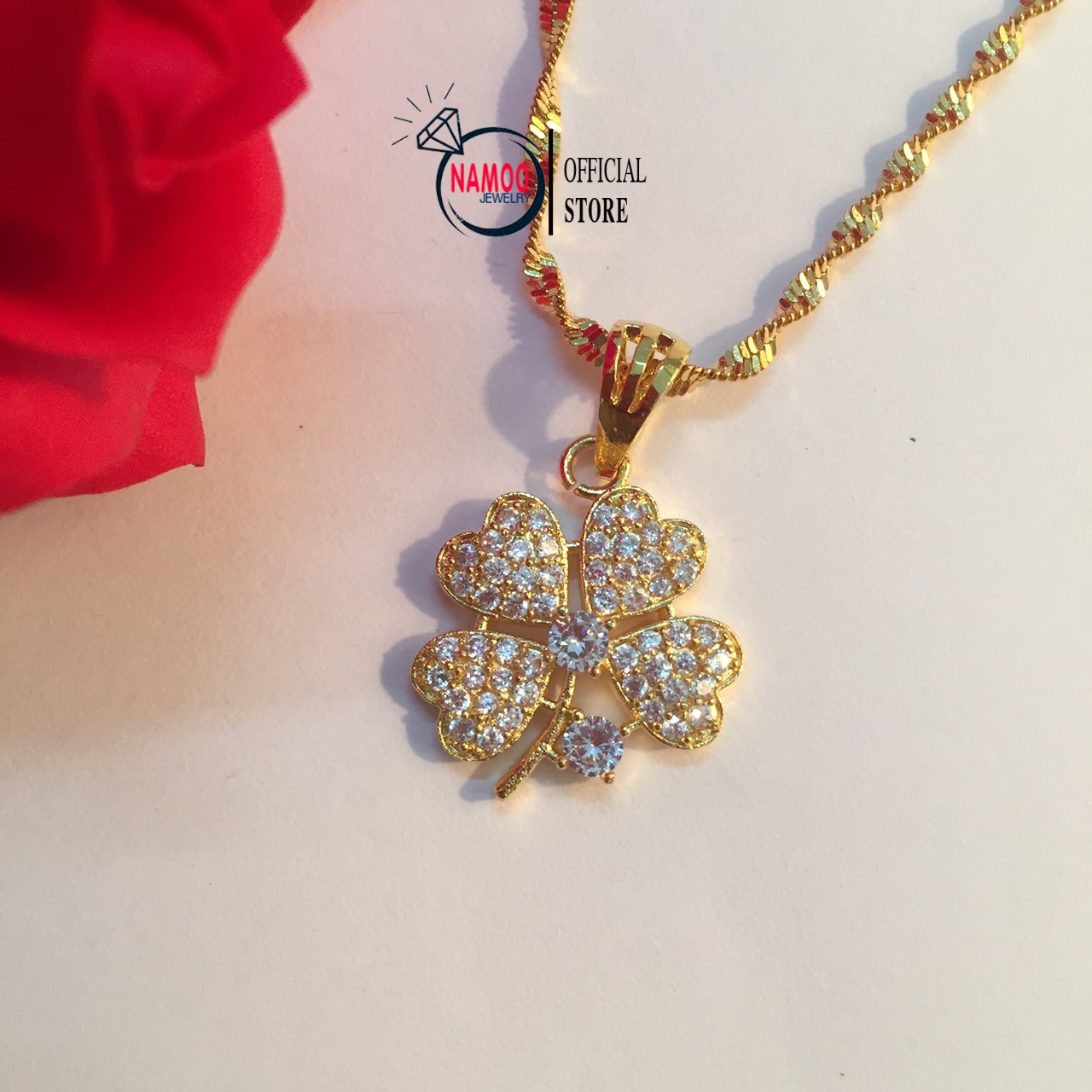 Dây chuyền v556 cỏ 4 lá đính đá namoo jewelry