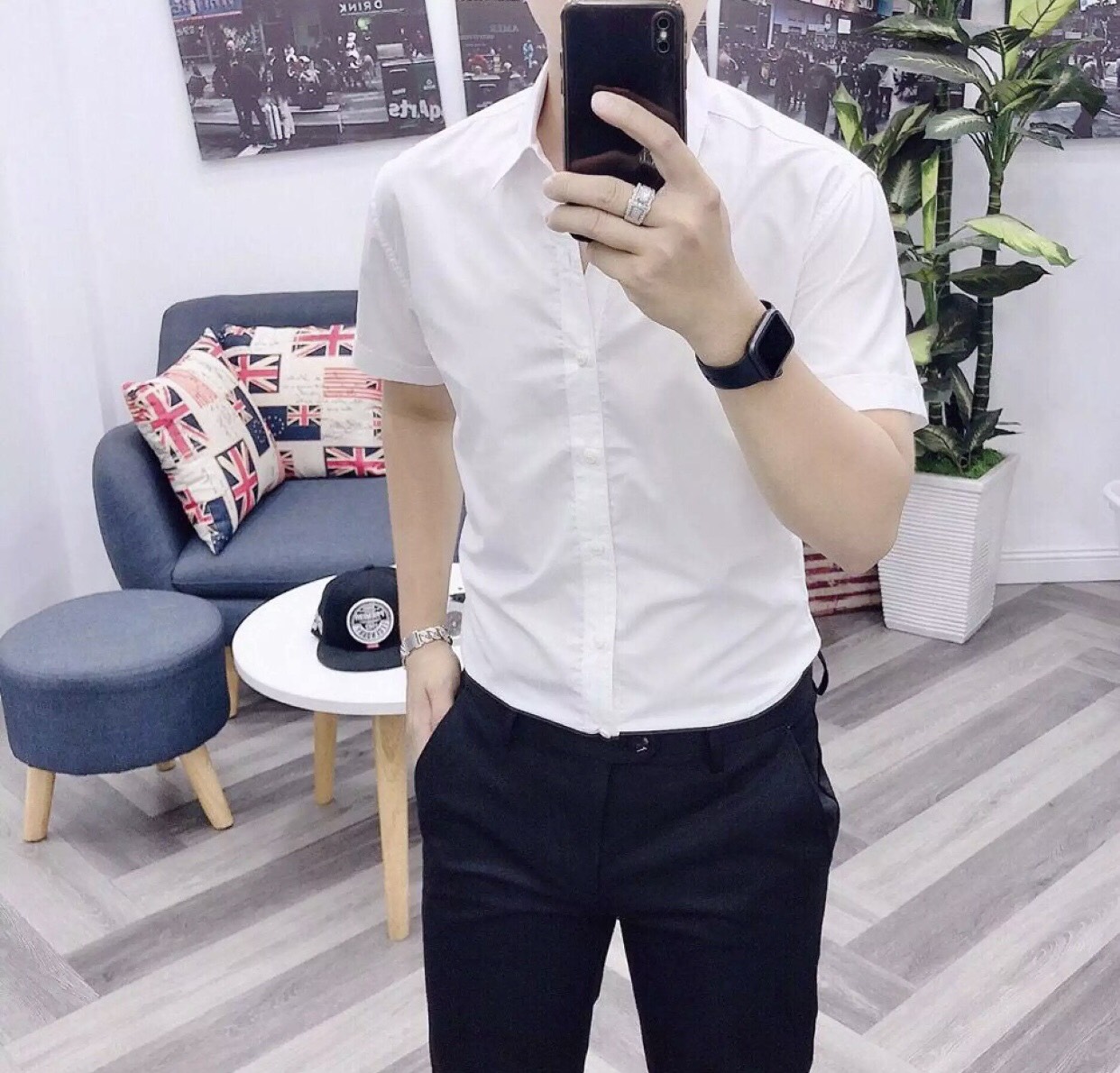 [Loại đẹp- VNXK] Áo sơ mi nam ngắn tay vải cotton lụa trơn mát chống nhăn kiểu dáng trẻ trung phù hợp học sinh, sinh viên, công sở