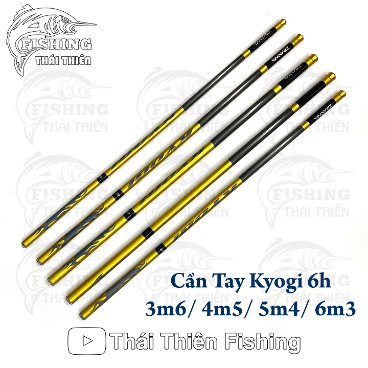 Cần Câu Tay Daiwa Kyogi Độ Cứng 6h Ngọn Đặc Màu Gold 3m6, 4m5, 5m4, 6m3
