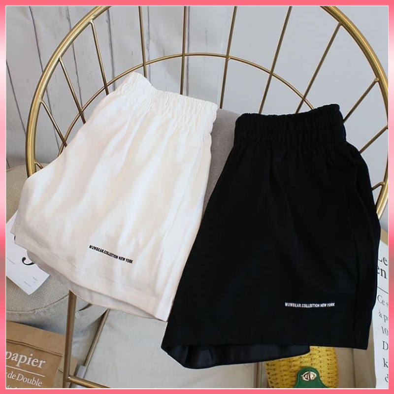 Quần short unisex_quần đùi đũi chun thêu siêu xinh PL24