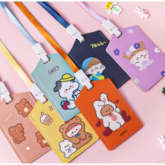 Thẻ đeo bảng tên da Pu hoạt hình siêu dễ thương