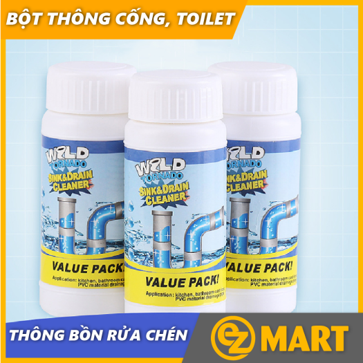 Chai Bột Thông Cống Nghẹt Bồn Rửa Chén Ống Thoát Nước, Chai Bột Thông Cống Thần Thánh 110g
