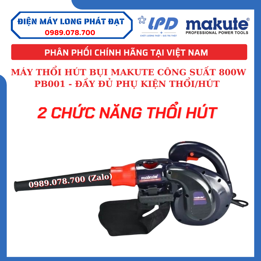 Máy thổi hút bụi 2 chức năng công suất 800W Makute chính hãng
