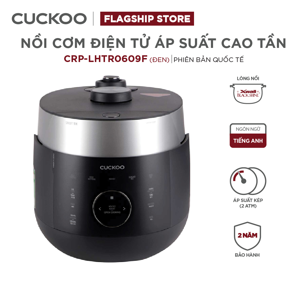 Nồi cơm điện Cuckoo 1.08 lít CRP-LHTR0609F màu trắng/đen - Áp suất kép - Nhiều chức năng nấu ăn - Sản xuất tại Hàn Quốc - Phiên bản Quốc Tế - Hàng Chính Hãng