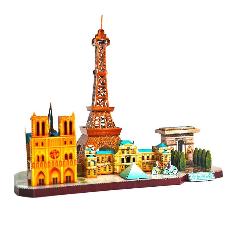 Mô hình 3d kim loại, lắp ráp tòa nhà thành phố Paris Pháp