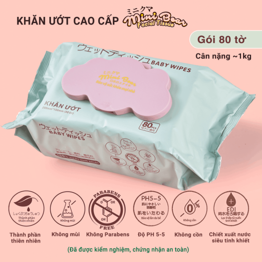 | Combo Tiết Kiệm | Khăn giấy minibear Nhật kèm 2 gói khăn ướt - lốc 10 gói Giấy ăn Chất liệu thiên nhiên 4 lớp mềm mại
