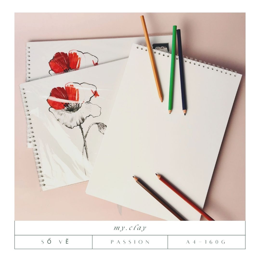 Sổ vẽ passion a4 160g - sổ vẽ phác thảo chì, marker, màu nước - sổ vẽ lò xo