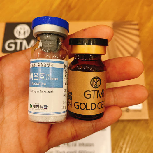Cặp tiêm căng bóng trắng sáng DNA cá hồi GTM Gold Cell 8% mẫu mới và Glutathione Bione 600mg chuẩn Hàn - Huda shop