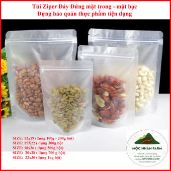 10 cái túi Zipper Bạc Đáy Đứng - một Mặt trong, Một Mặt Bạc- Đựng, bảo quản thực phẩm tiện dụng