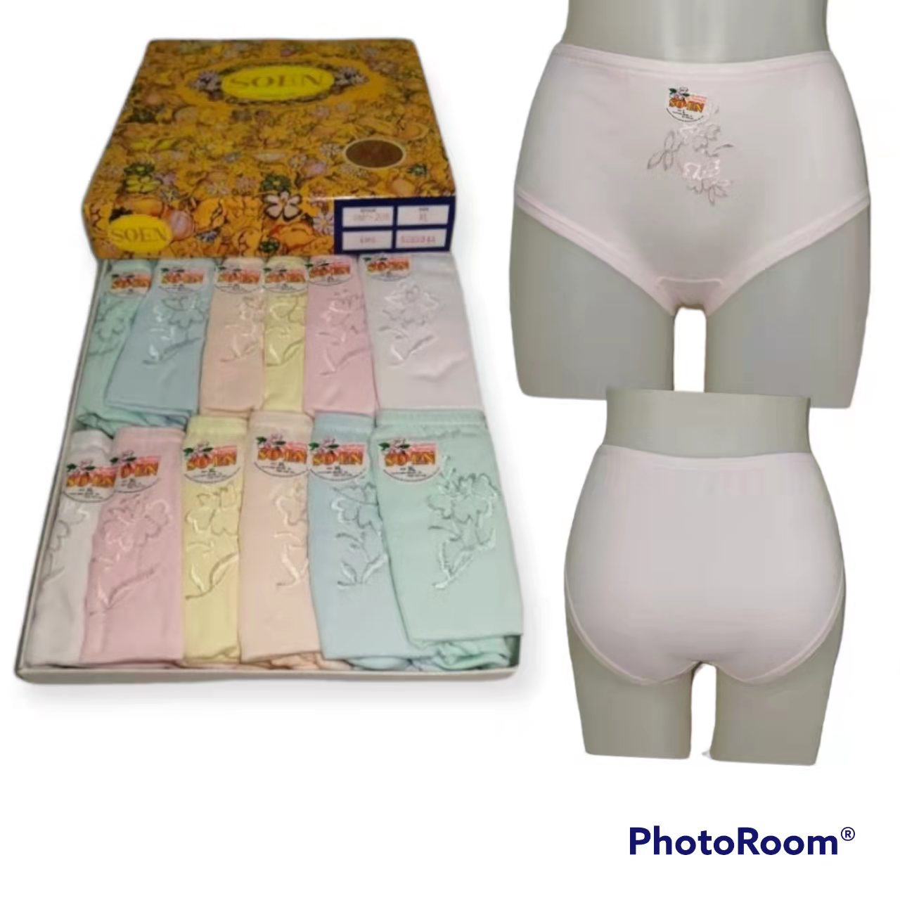 WU02 - SO-EN Box of 12 - Semi-Full Panty Underwear with Embroidery