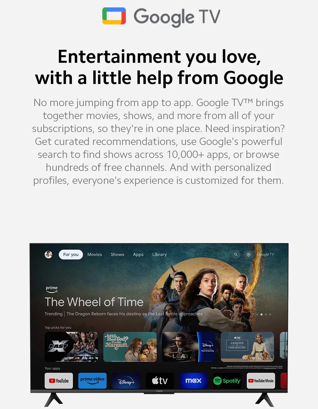 (Oficjalny) Xiaomi TV A 55 2025/ TV S Mini LED 55 2025 | Google TV 4K Ultra HD DCI-P3 94% gama kolorów HDR10+ Google Playstore Wbudowany Chromecast Dolby Vision i wyświetlacz bez obramowania (3 lata gwarancji)
