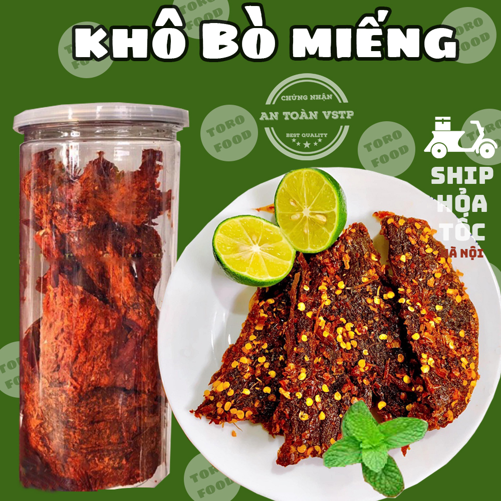 Khô bò miếng nhà làm 300gr toro food 100% thịt bò sạch tẩm ướp gia vị theo công thức riêng ăn vặt văn phòng