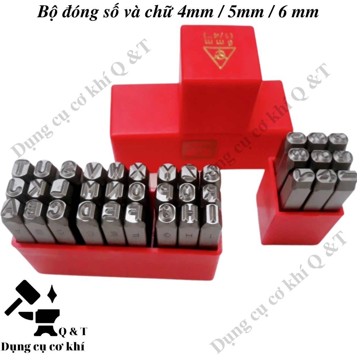 Bộ đóng số và chữ , Bộ đục số đục chữ trên kim loại đóng khung xe máy YC602 xuôi 4mm 5mm 6mm