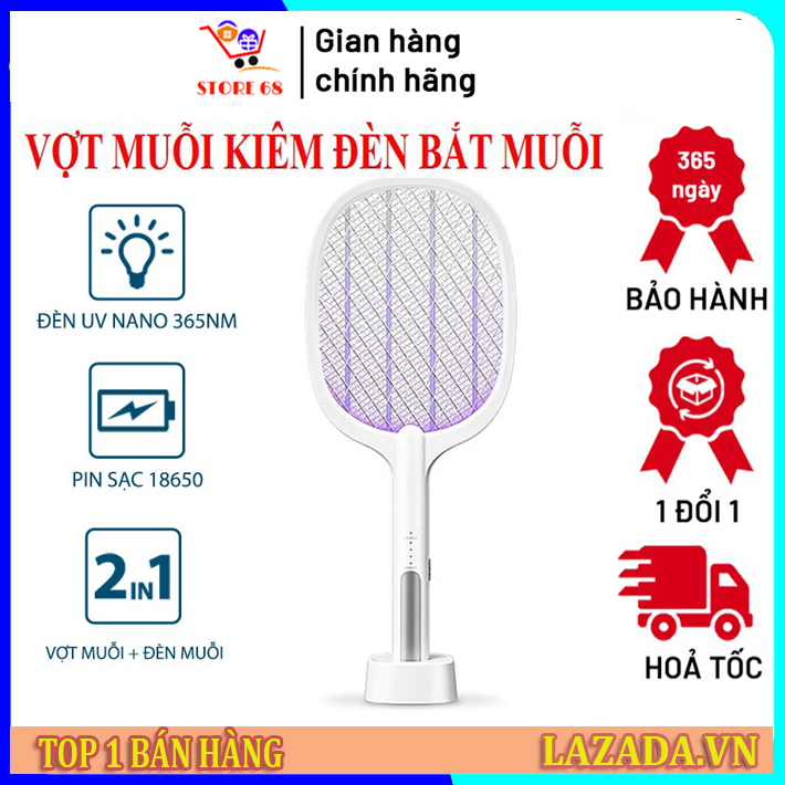 Vợt muỗi thông minh tự động bắt muỗi, vợt bắt muỗi kiêm đèn tự đông bắt muỗi cao cấp, vợt muỗi đa năng pin sạc 1200 mAh - Vợt muỗi rạng đông, vợt bắt muỗi giá rẻ