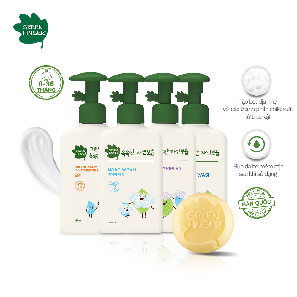 Dòng sản phẩm Tắm Gội Chăm sóc da Hàn Quốc Greenfinger ChokChok dành cho trẻ sơ sinh từ 0 - 36 tháng