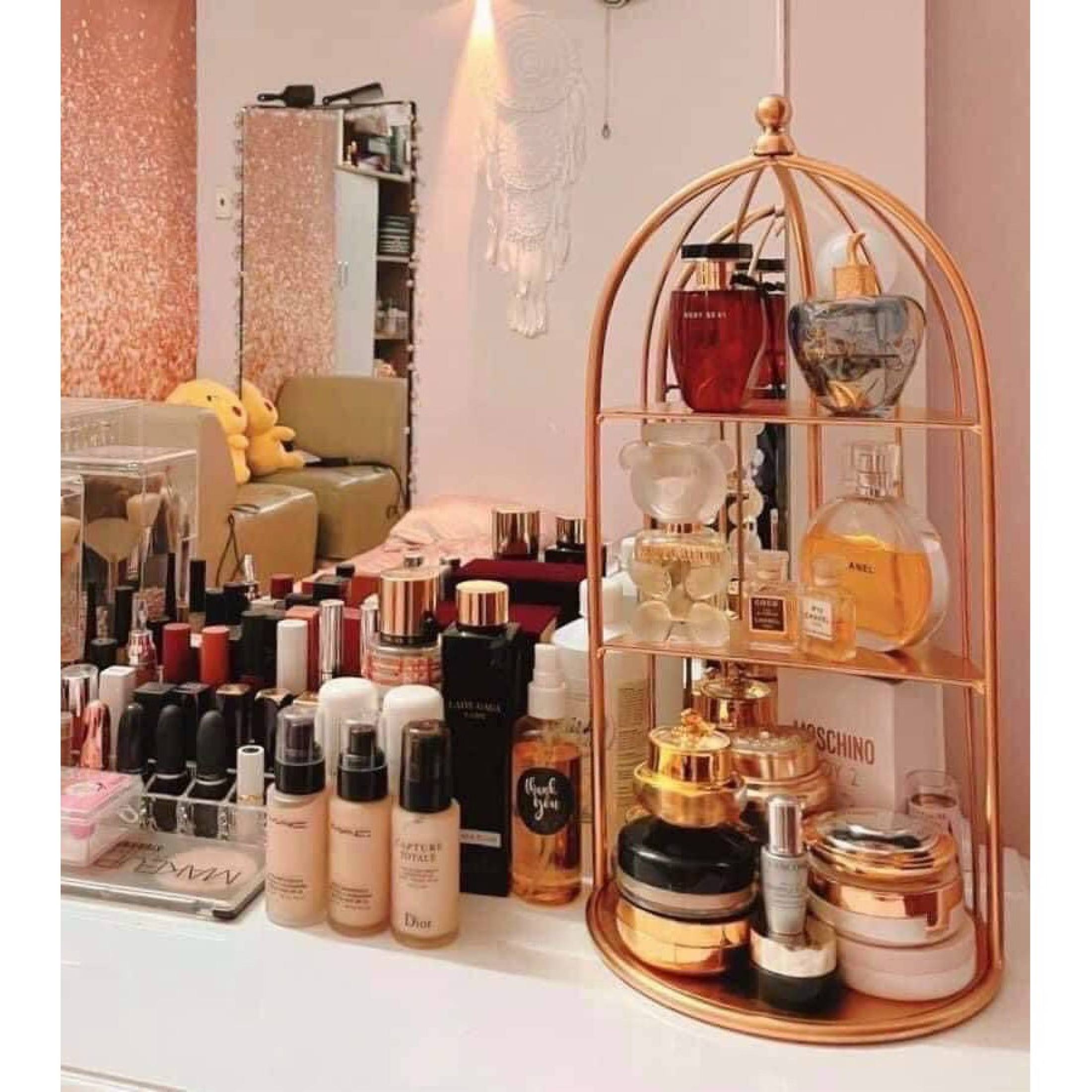 Kệ mỹ phẩm lồng chim 3 tầng sang trọng