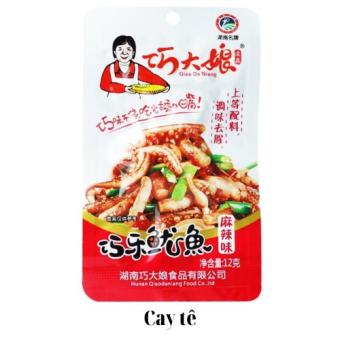 Râu mực cay bà dì Tứ Xuyên ăn liền màu đỏ 1 gói 12g, râu mực cay Kiều Đại Nương