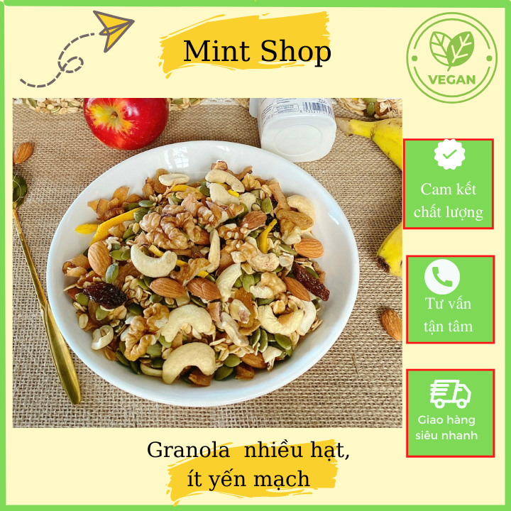 500 gram ngũ cốc granola nhiều hạt, ít yến mạch.