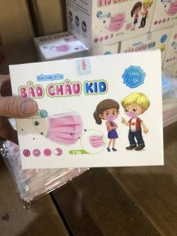1 Hộp 50 chiếc khẩu trang y tế BÉ GÁI hiệu Bảo Châu dập Logo tem chống hàng giả  👌