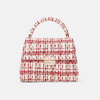 Túi Xách Nữ Thời Trang JUNO Cỡ Nhỏ Top Handle Phối Tweed TXN748