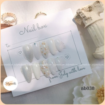 Nail Box Thiết Kế , Móng Úp Giả Thiết Kế Màu Trắng julynails nb038