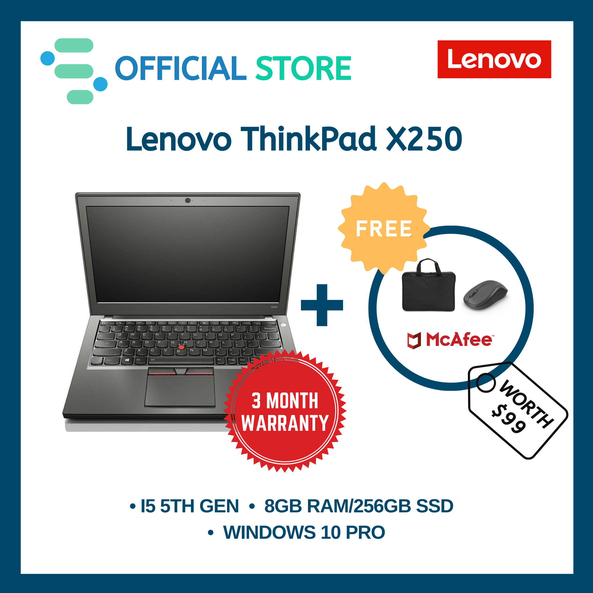 Refurbished] Lenovo ThinkPad T410 | 14.1 INCH | Intel i5-560M | 8GB Ram | 256GB SSD / 500GB HDD | 90 Day | FREE Bag + Mouse + Anti-Virus | Lazada Singapore