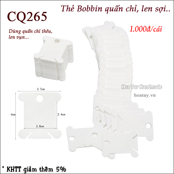 Thẻ bobbin quấn chỉ thêu, len sợi cq265 - hoa tay handmade