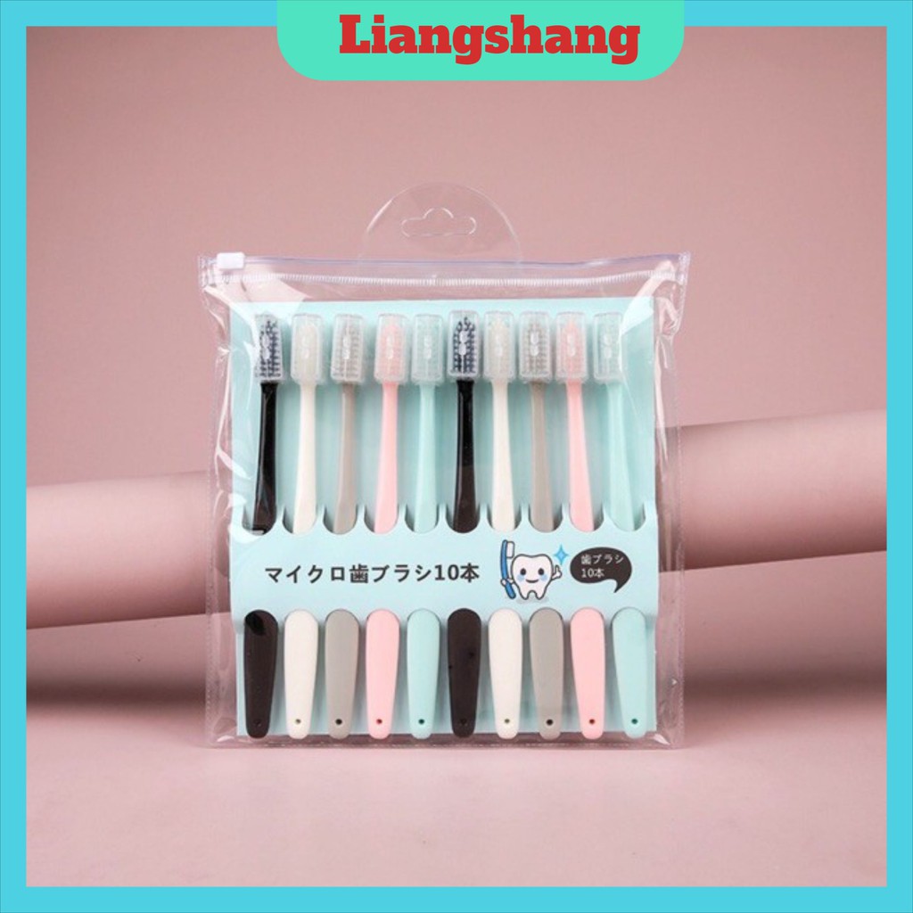 Bàn chải đánh răng/bàn chải dùng 1 lần set 10 chiếc tiện lợi