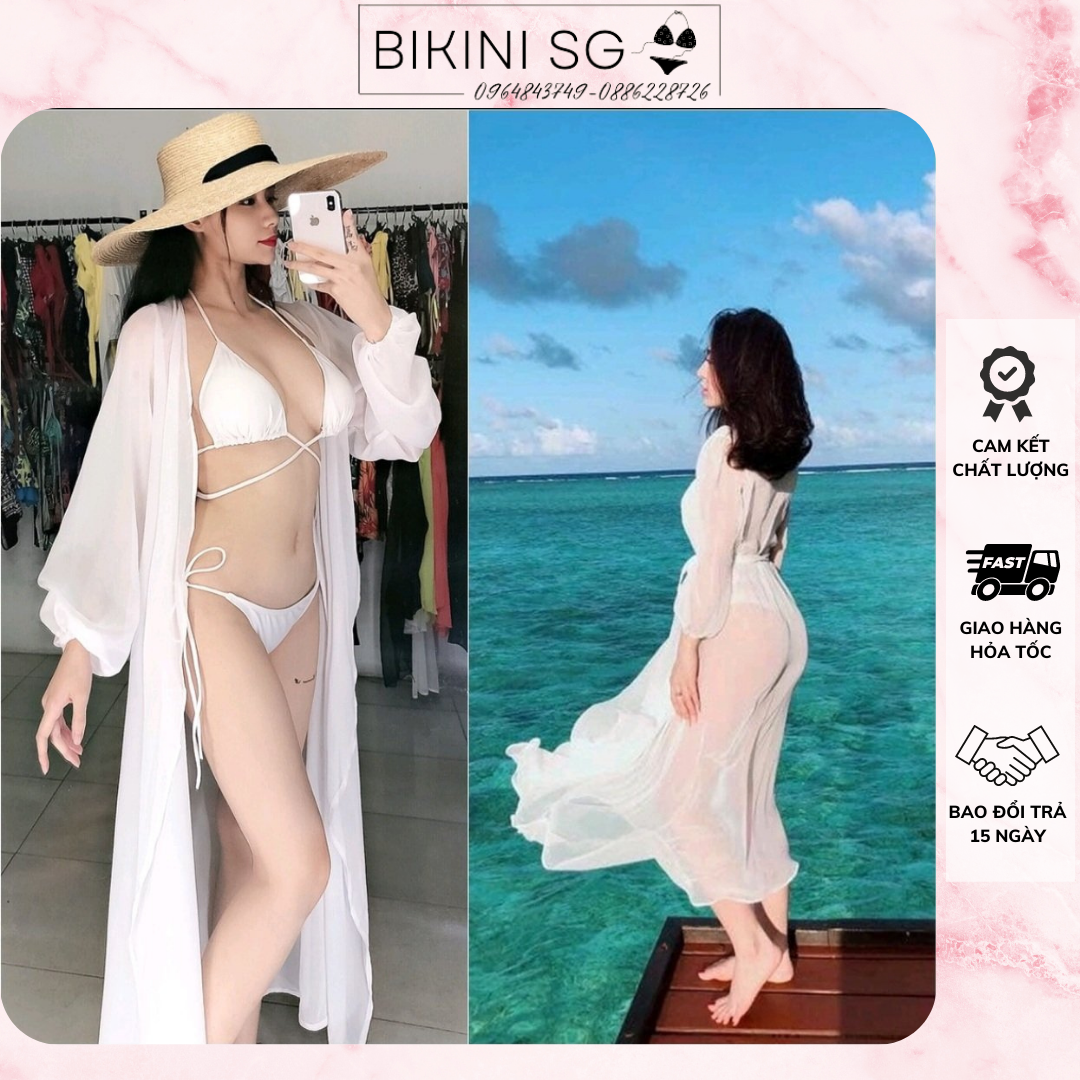 Áo choàng dài bikini đi biển đủ màu vải von phong độc đáo