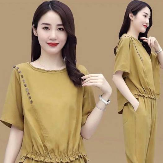 Bộ lửng vải đũi mềm mặc nhà, thời trang phong cách hàn quốc