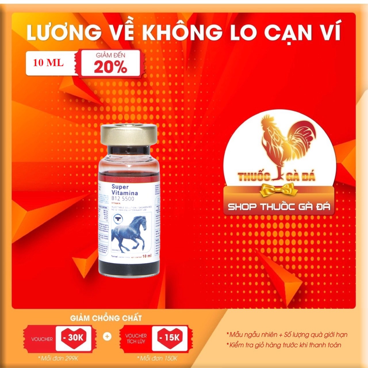 Thuốc nuôi gà đá b12 5500 hình ngựa b12 cao cấp, giúp chiến kê hừng rực lữa, bo khủng, tăng oxy máu cho gà đá