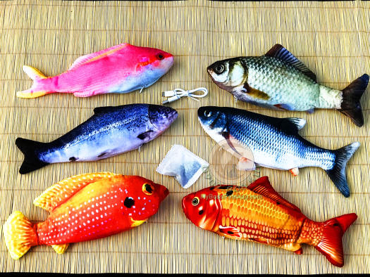Con cá đồ chơi nhồi bông cho bé, cá nhảy sạc điện vỗ mông ru bé ngủ, đồ chơi chó mèo -thú cưng( tặng gói catnip cho mèo)