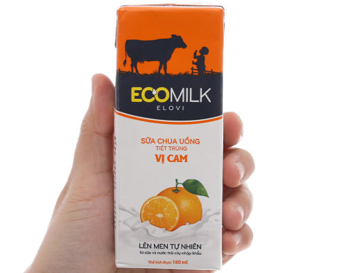Lốc 4 hộp sữa chua uống vị cam Ecomilk 180ml