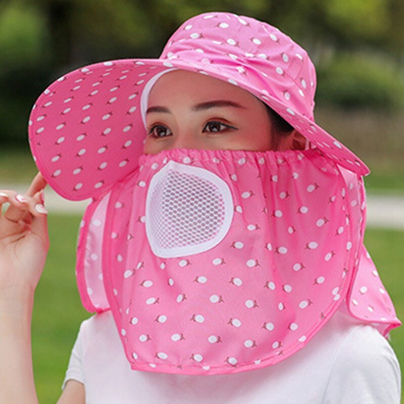 MŨ CHỐNG NẮNG NỮ MÙA HÈ VÀNH RỘNG NÓN ĐI NẮNG + KHẨU TRANG, THÔ, KAKI, THOÁNG MÁT KHÔNG CONG GẪY - 3