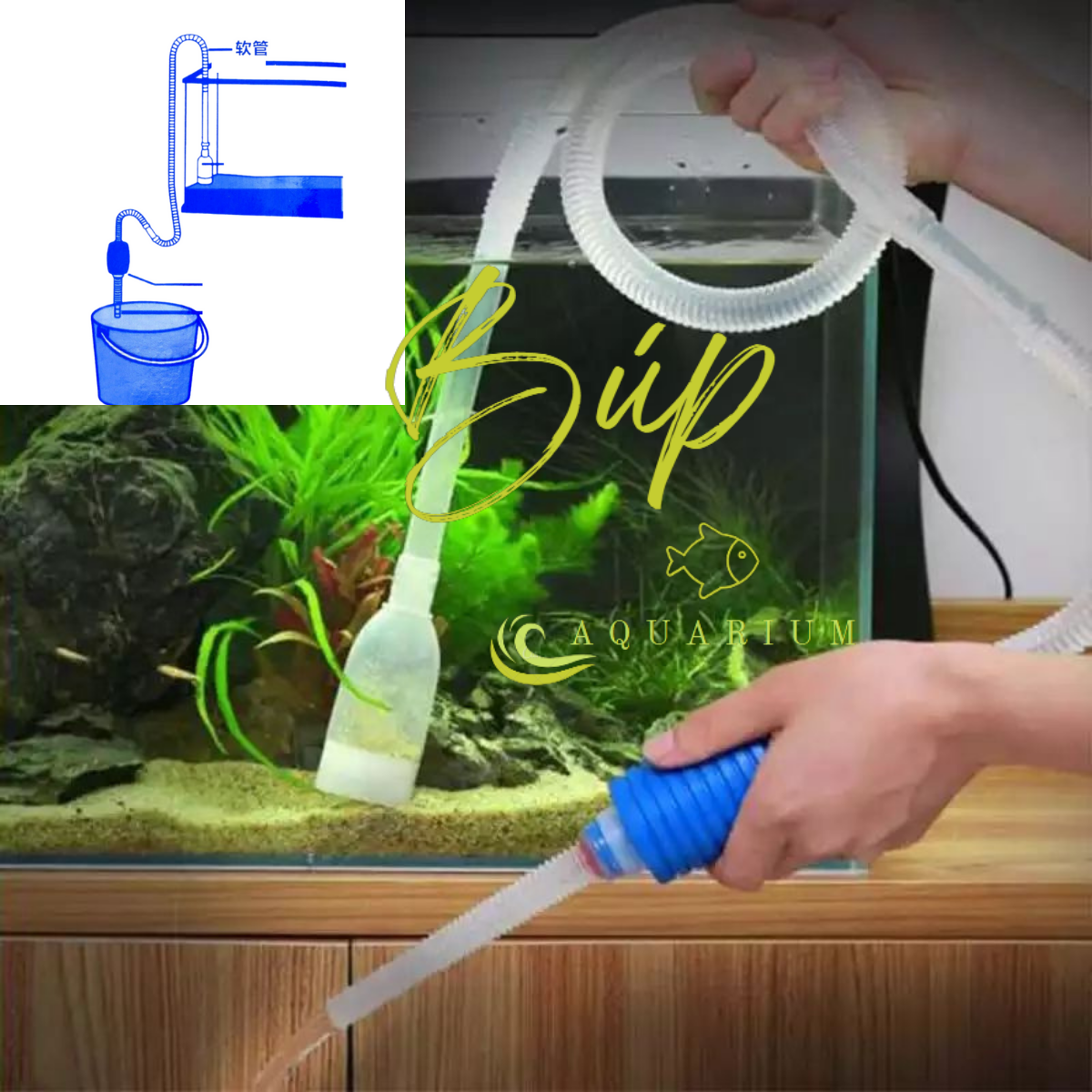 Ống hút cặn bể cá ống hút phân cá và thay nước hồ cá bằng tay