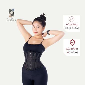 Đai nịt bụng Corset lưới Corset Chuẩn thắt dây phía sau siêu định hình eo màu đen