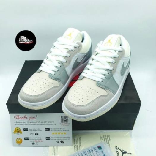Giày Jordan Paris CHUẨN 11 giày sneaker JD 1 màu xám cổ thấp , size nam nữ 36-43