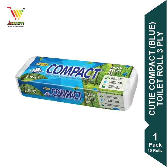 Cutie Compact Eco-Friendly (Blue) Toilet Rolls 2Ply 1 Pack (10 Rolls) [West Malaysia Delivery Only]