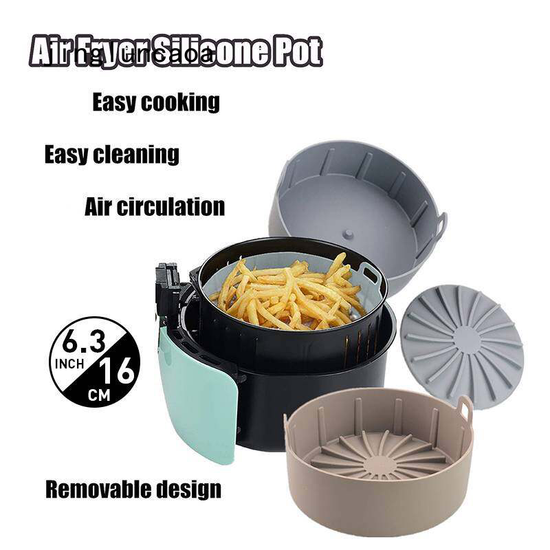  Air Fryer Silicone Liners, 2 Pcs Reusable Round Silicone  Baskets, 6.3 Inch for 2 to 2.6 QT Food Safe Kitchen Replacements (Blue+  Gray): Home & Kitchen