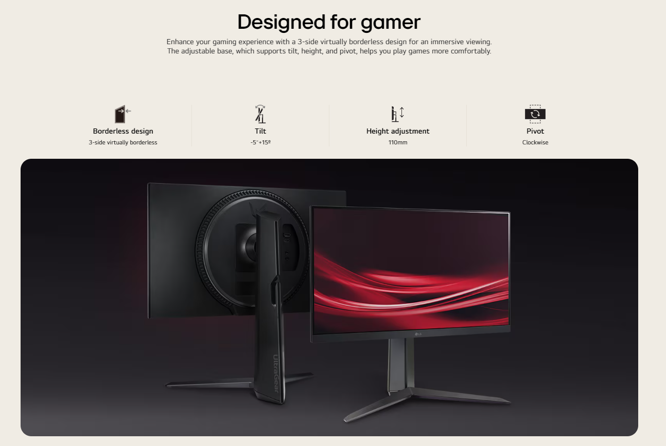 LG 24GS65F-B 24"Inch UltraGear™ Full HD IPS gaming monitor 180Hz, IPS 1ms (GtG), HDR10 · v7
