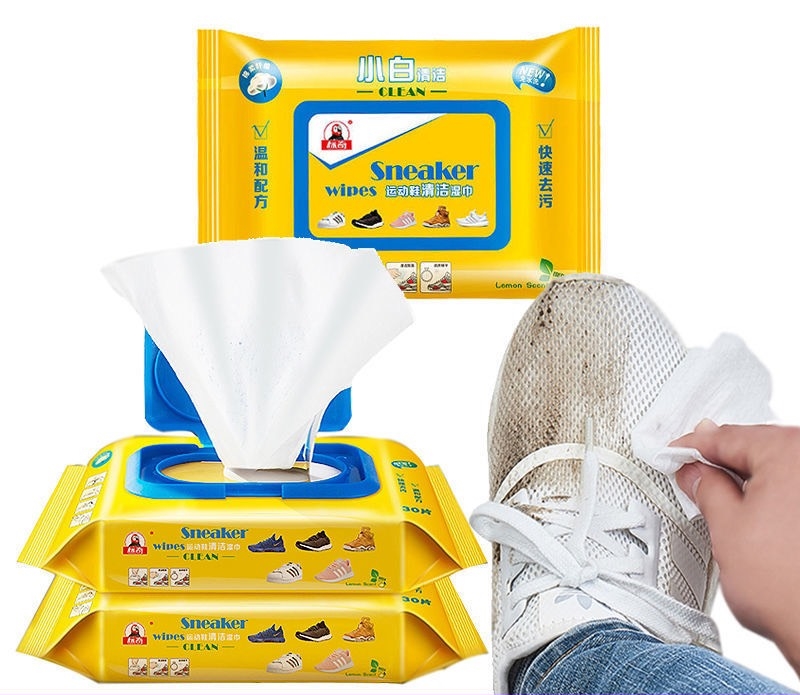 Túi 30 Miếng Khăn Lau Giày Trắng Diệt Khuẩn Chống Ố Tiện Lợi Mọi Nơi (Sneaker Wipes)/ Gói 30 Khăn Ướt Lau Giày Sneaker Siêu Sạch/ Khăn Lau Giày Lau Túi Xách/ Giấy Lau Giày Sneaker/ Giấy Ướt Lau Giày Dép/ Khăn Lau Giày Dép Tiện Lợi