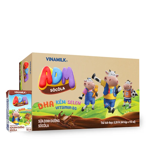 Thùng 48 Hộp Thức Uống Sữa Lúa Mạch Sôcôla Vinamilk Adm