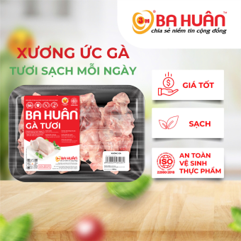 Xương ức gà tươi sạch mỗi ngày Ba Huân - Vỉ 500g - Date mới - Thịt gà tươi