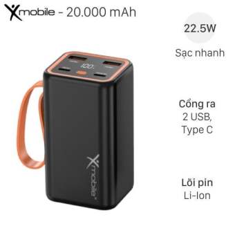 Pin sạc dự phòng 20000mAh Type C PD QC 3.0 22.5W Xmobile YM-672 ( Like New )