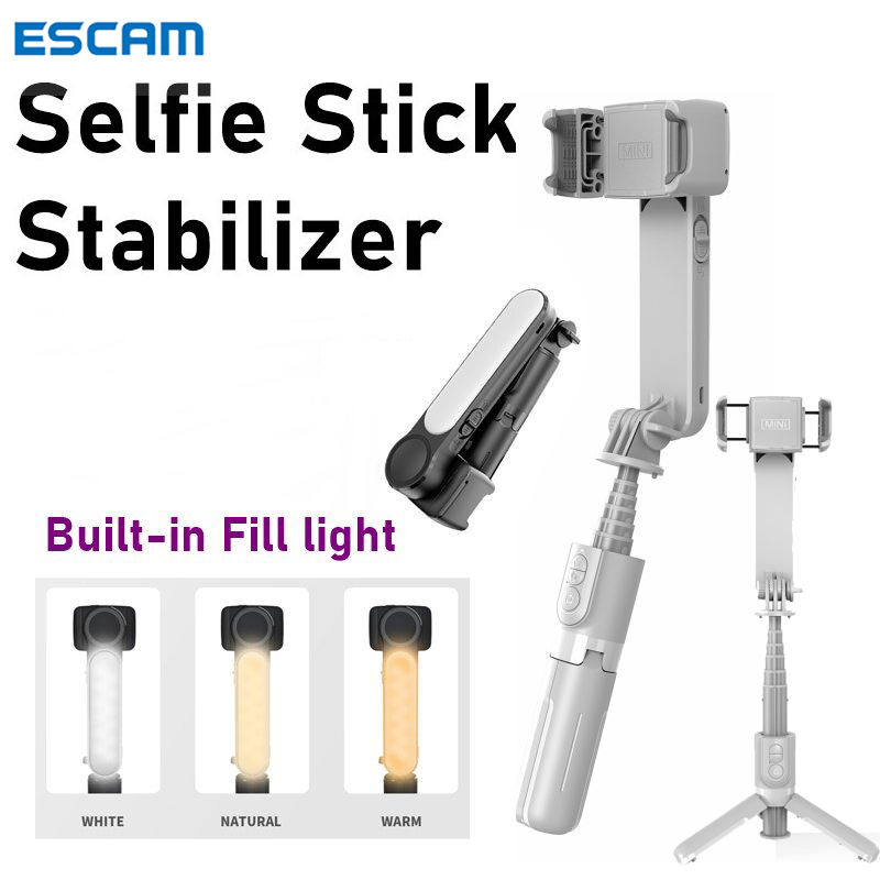 ESCAM Gimbal Chống Rung Cho điện Thoại L09 Bluetooth Ảnh Tự Sướng Stick Tripod Gimbal Ổn Định Với Thay Đổi Độ Sáng Vòng Ánh Sáng Nối Dài Từ Xa Màn Trập Monopod