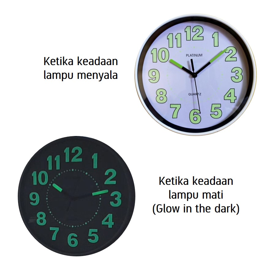 Jam Dinding Menyala Dalam Gelap Glow In The Dark Free Baterai